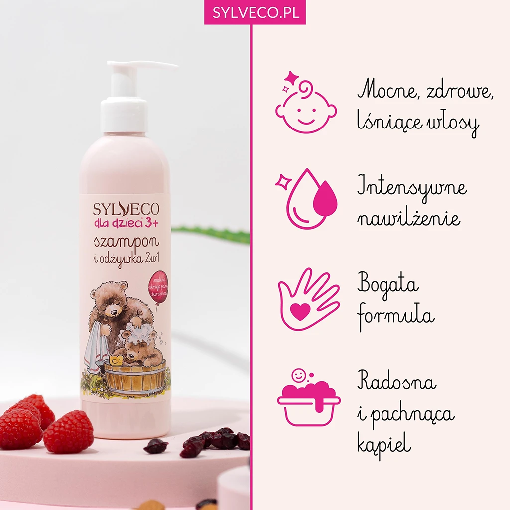 Sylveco Bambini 3+ shampoo balsamo 2in1 lampone 300 ml