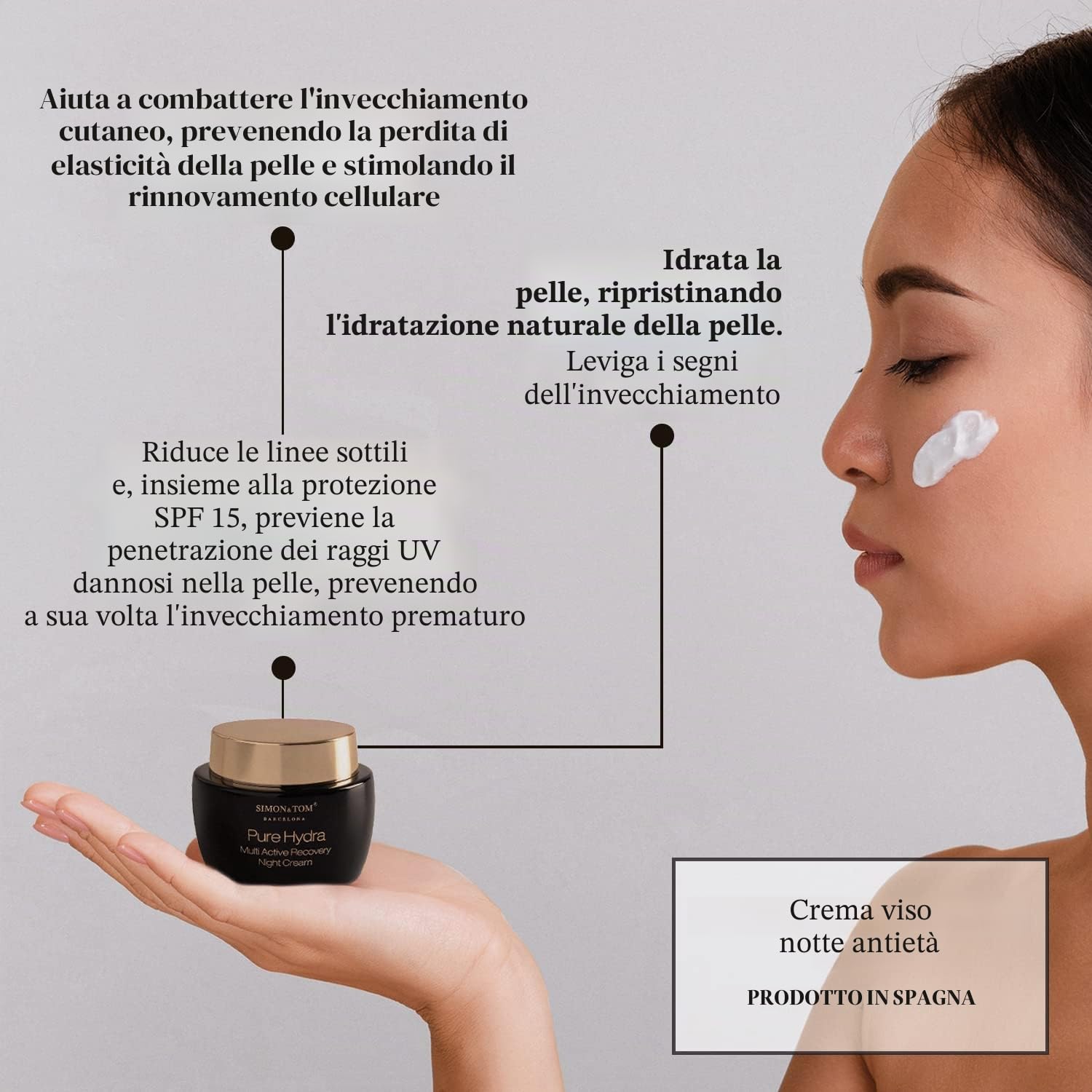 Simon & Tom Pure Hydra Crema Viso Notte 50ml Acido Ialuronico