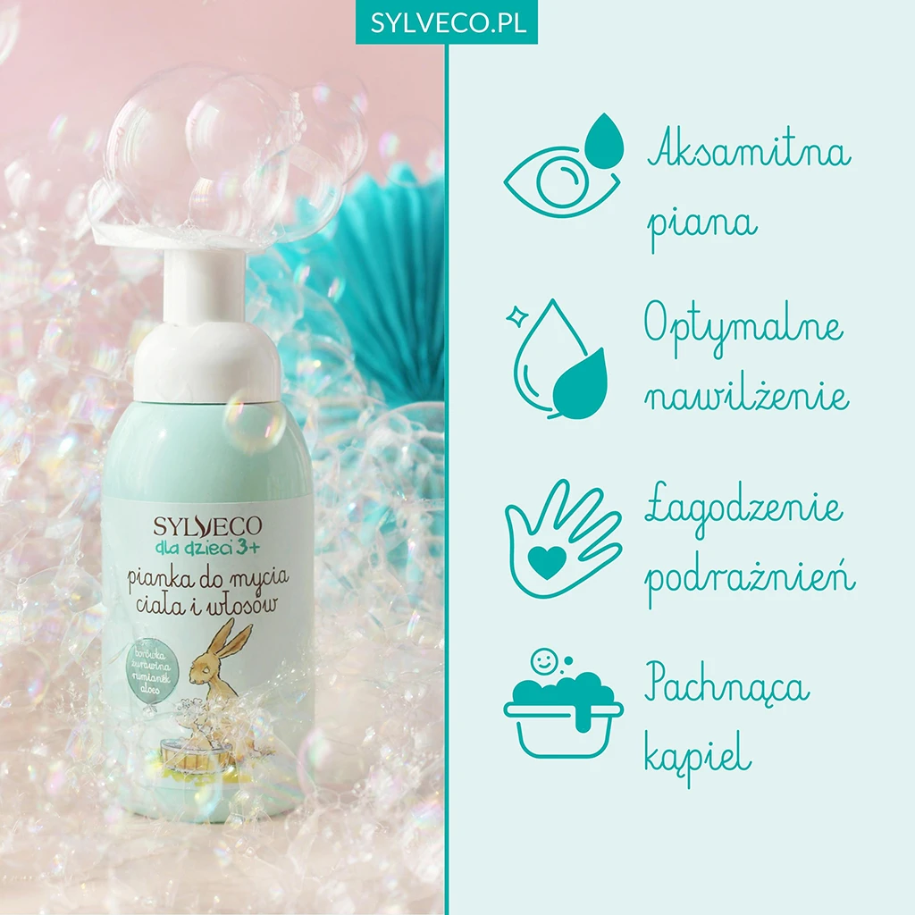 Sylveco Bambini 3+ Schiuma Corpo e Capelli Mirtillo
