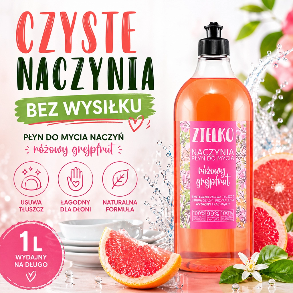 Zielko Detersivo Piatti Pompelmo Rosa 1l ecologico