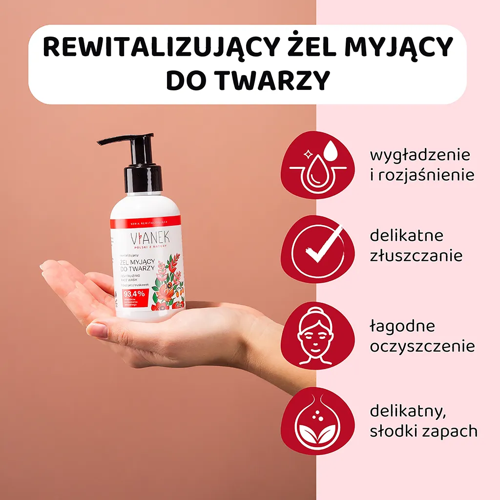 Vianek gel detergente viso rivitalizzante fragola 150 ml