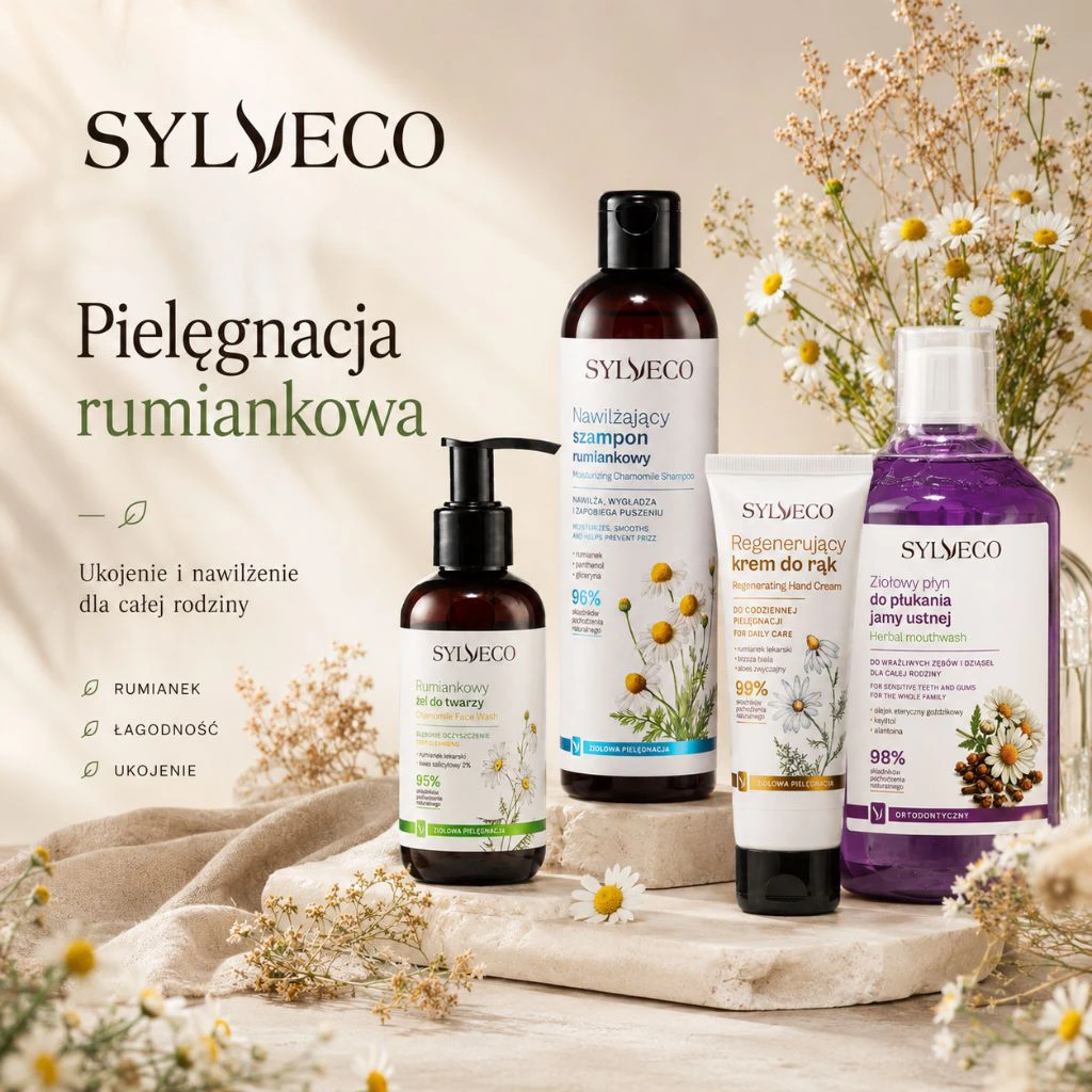 Sylveco set camomilla viso capelli mani igiene orale lenitivo