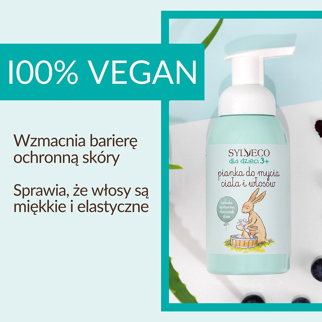 Sylveco Bambini 3+ Schiuma Corpo e Capelli Mirtillo