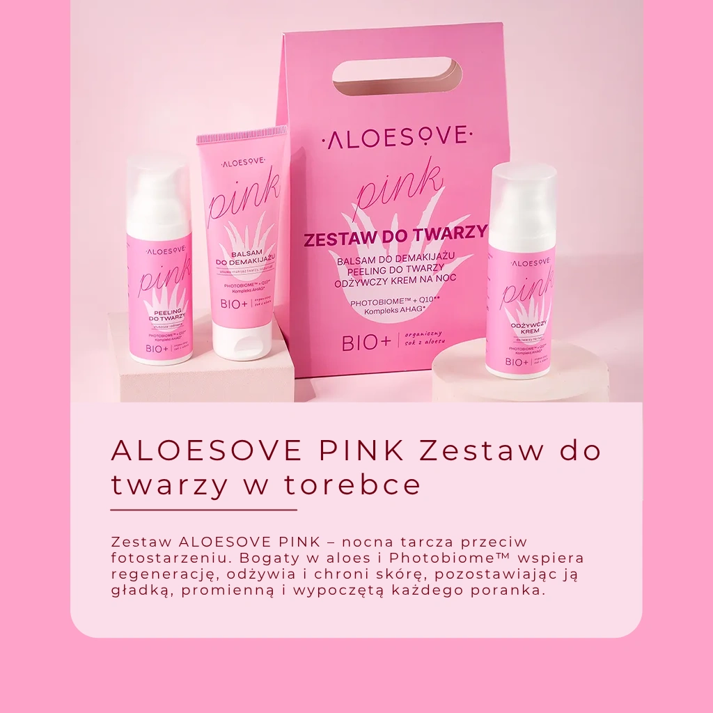 Aloesove Pink set viso notte aloe balsamo peeling crema