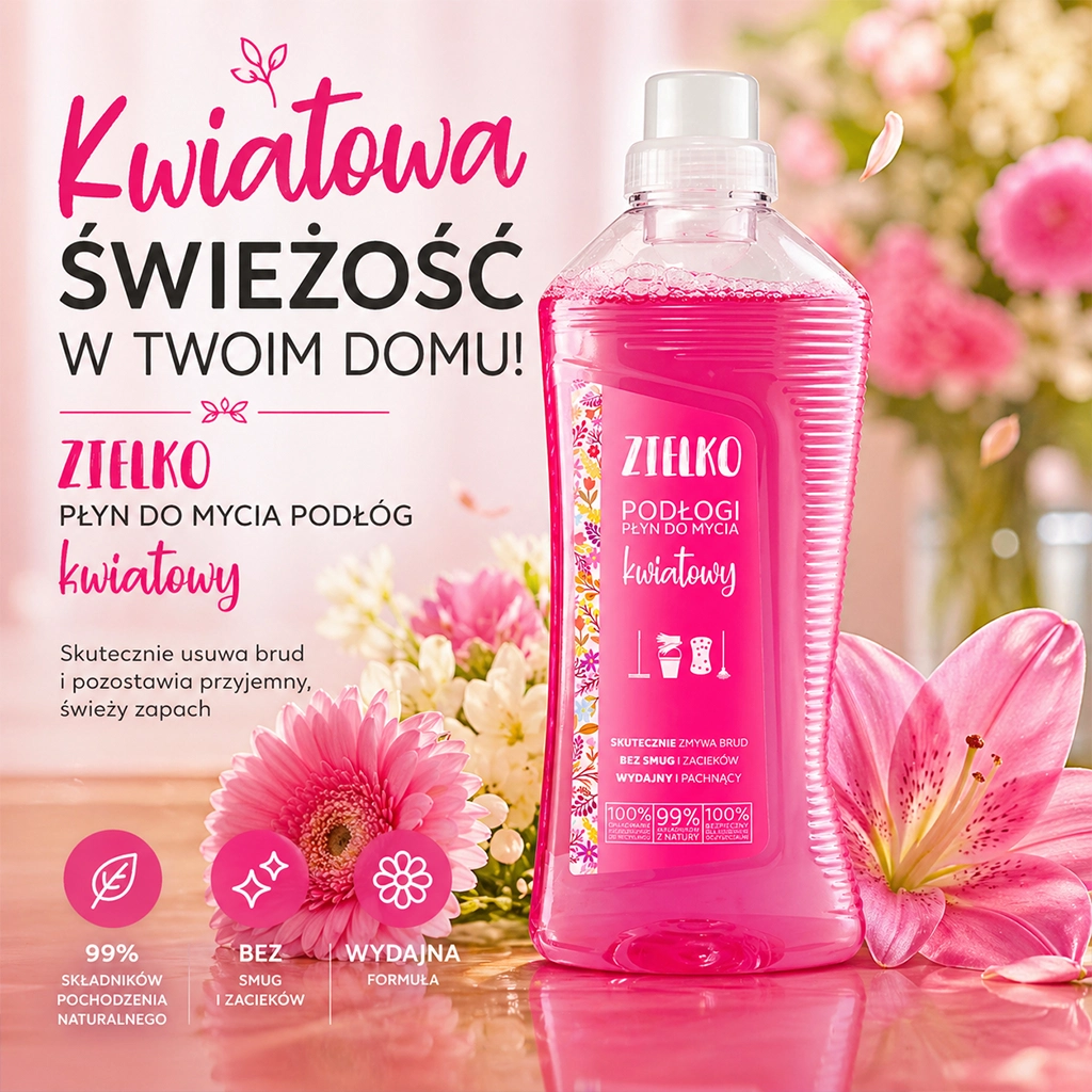 Zielko detergente pavimenti floreale senza aloni