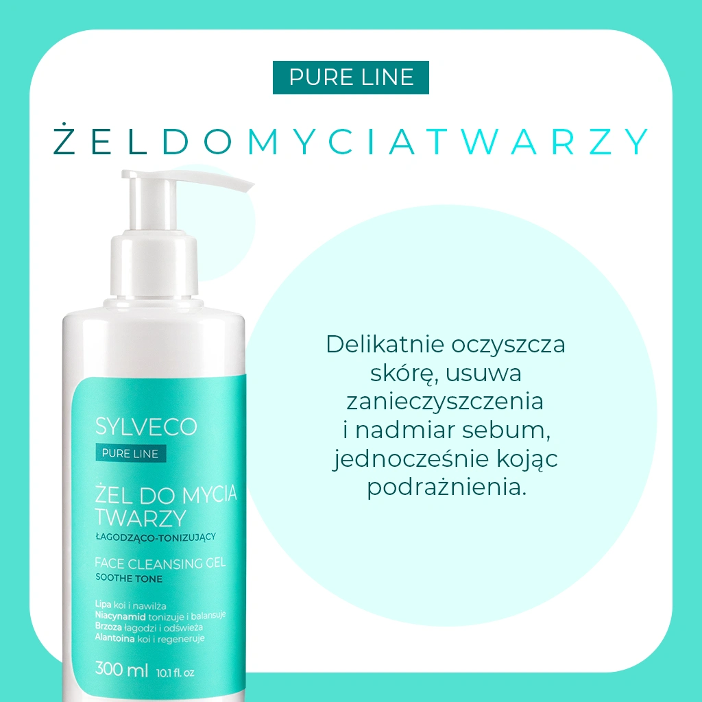 Sylveco Pure Line Gel Detergente Viso lenitivo tonificante