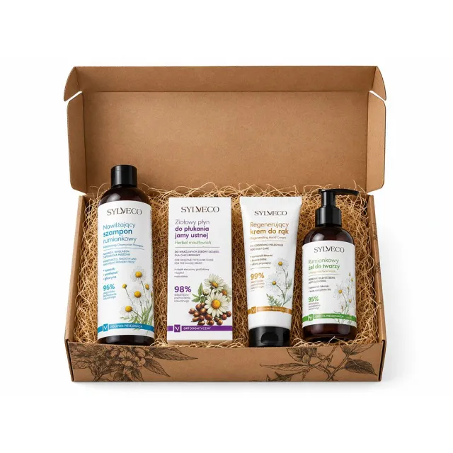 Sylveco set camomilla viso capelli mani igiene orale lenitivo