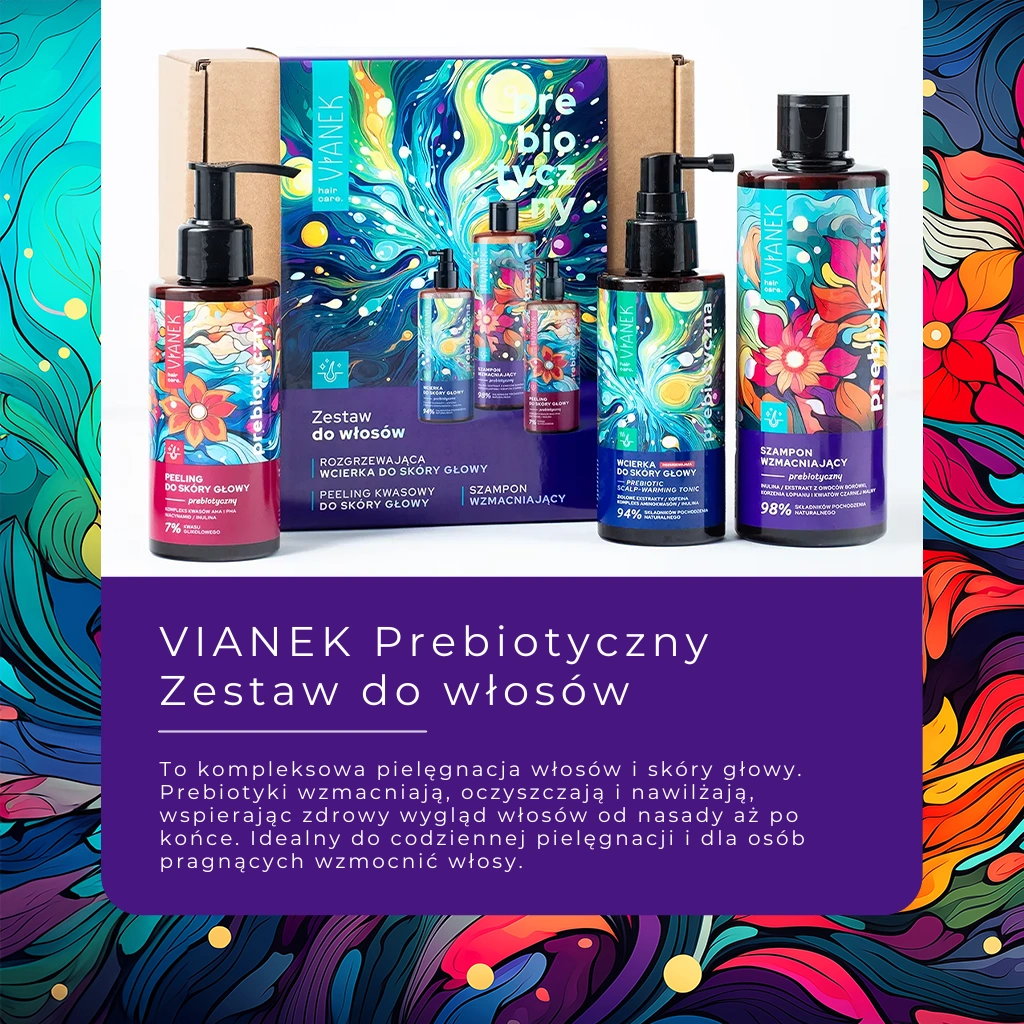 Vianek Prebiotyczny kit capelli shampoo scrub lozione 3 pezzi