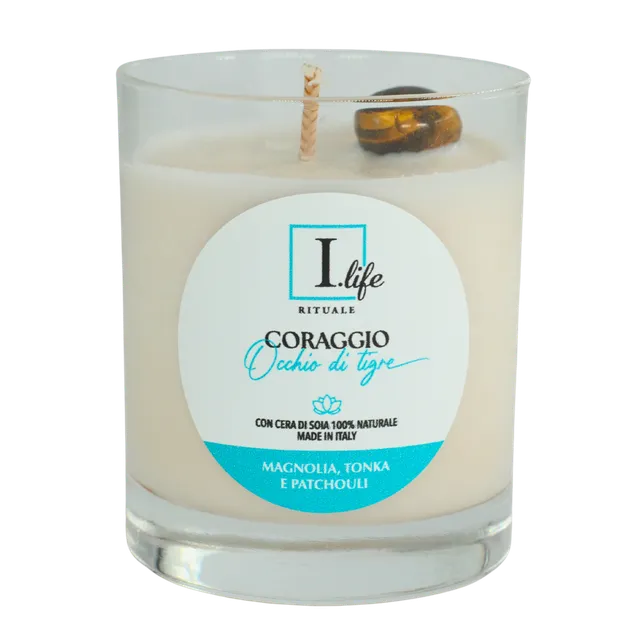 I Life Coraggio Occhio di Tigre candela vaso 170 g tonka
