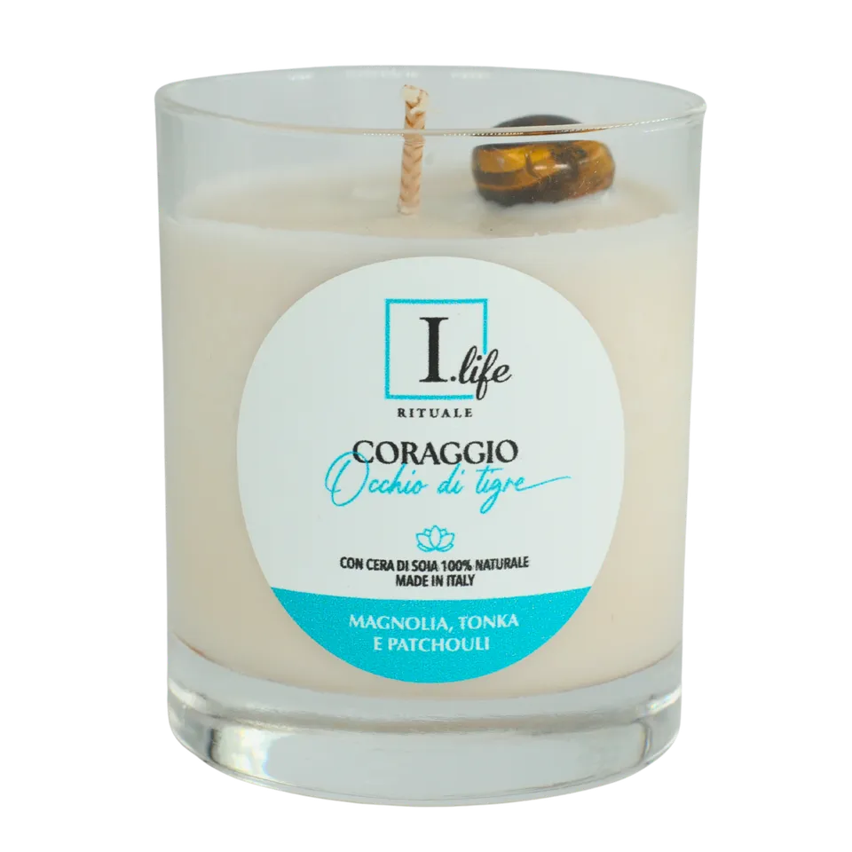 I Life Coraggio Occhio di Tigre candela vaso 170 g tonka