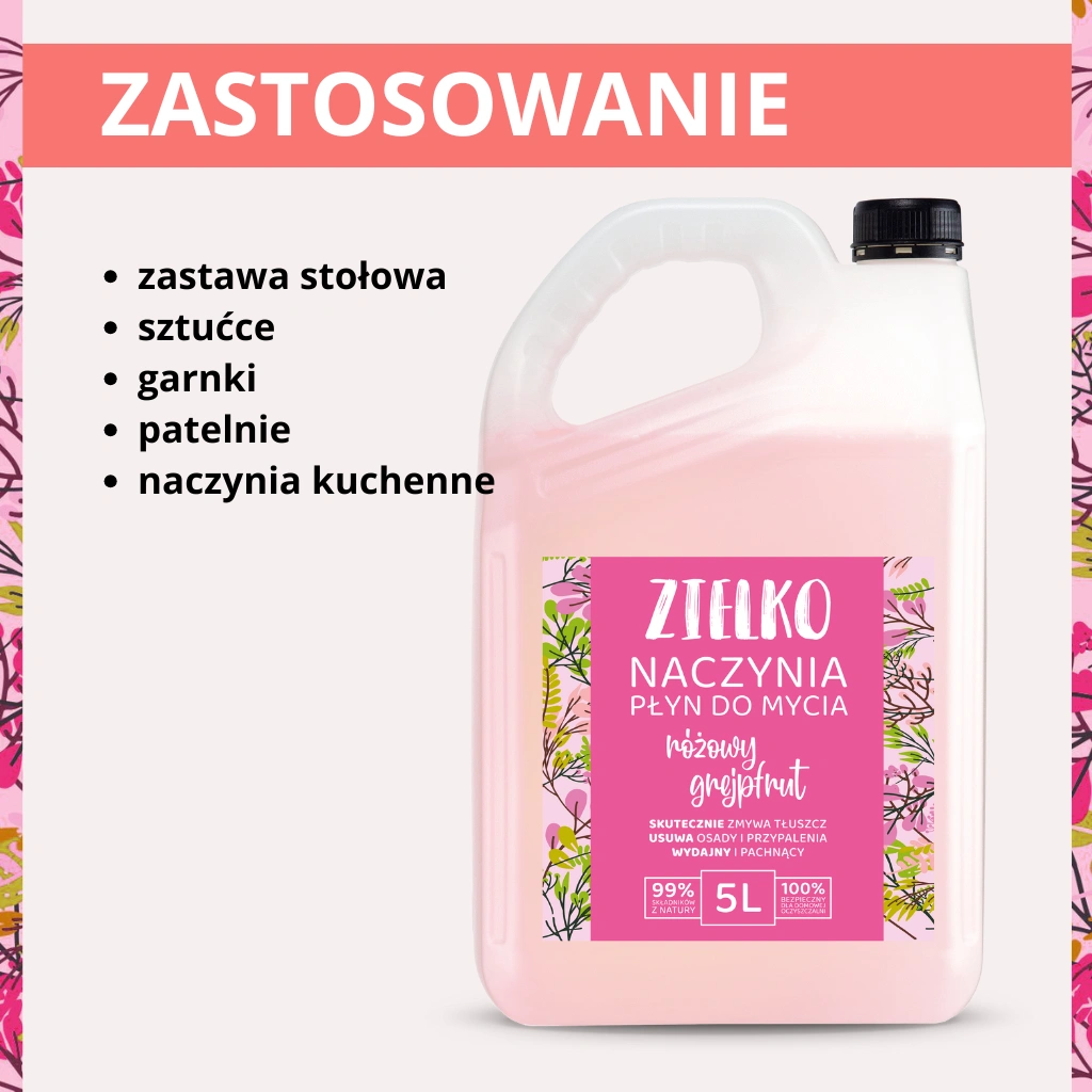 Zielko detersivo piatti pompelmo rosa 5L ecologico