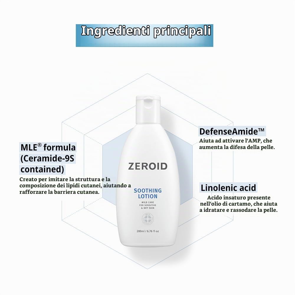 Zeroid Soothing Lotion Viso Corpo 200ml Pelle Sensibile