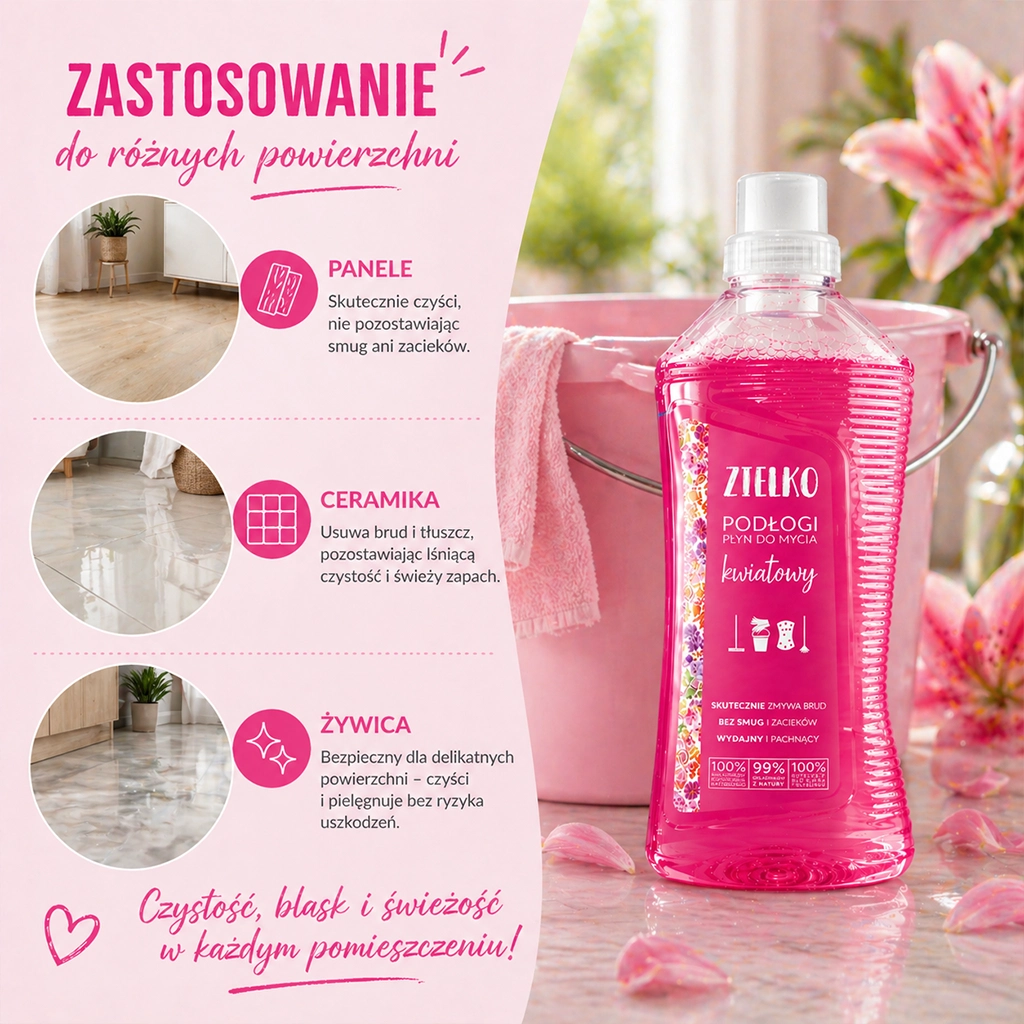 Zielko detergente pavimenti floreale senza aloni