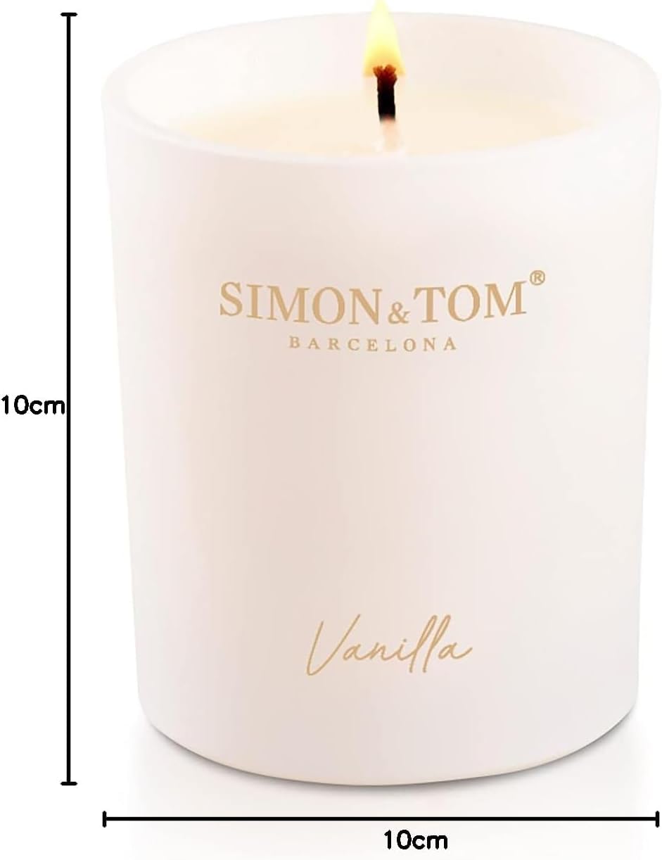 Simon & Tom Candela Profumata Vaniglia Cera Soia vaso bianco