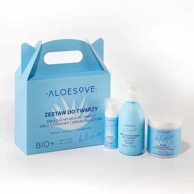 Aloesove Blue set viso ricostituente barriera idrolipidica 3 pezzi