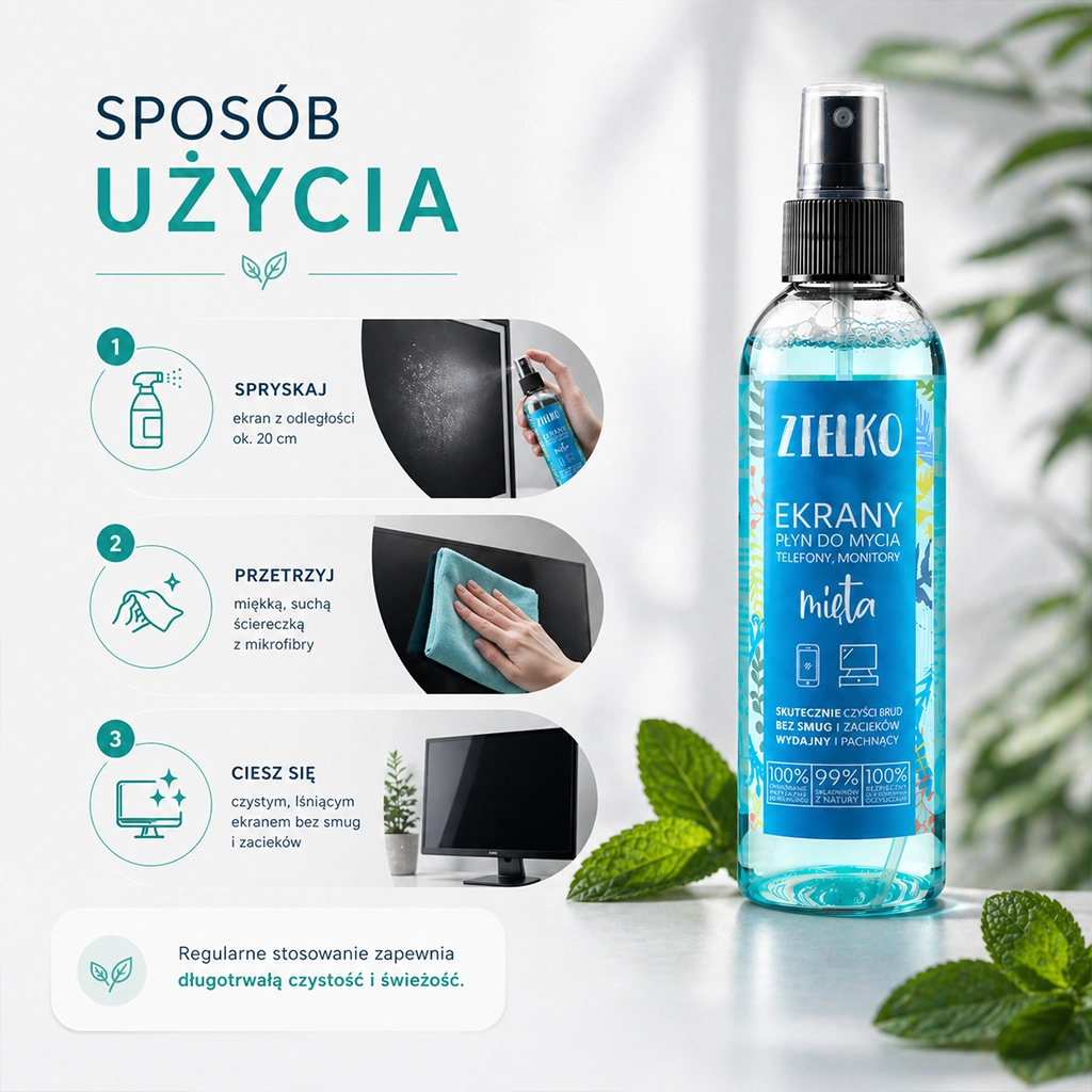 Zielko Detergente Schermi Menta Spray Antipolvere