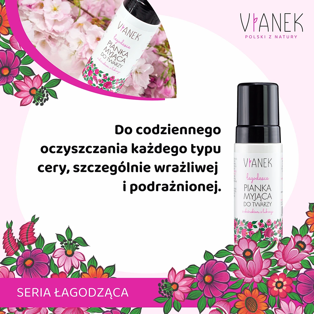 Vianek schiuma detergente viso lenitiva pelle sensibile