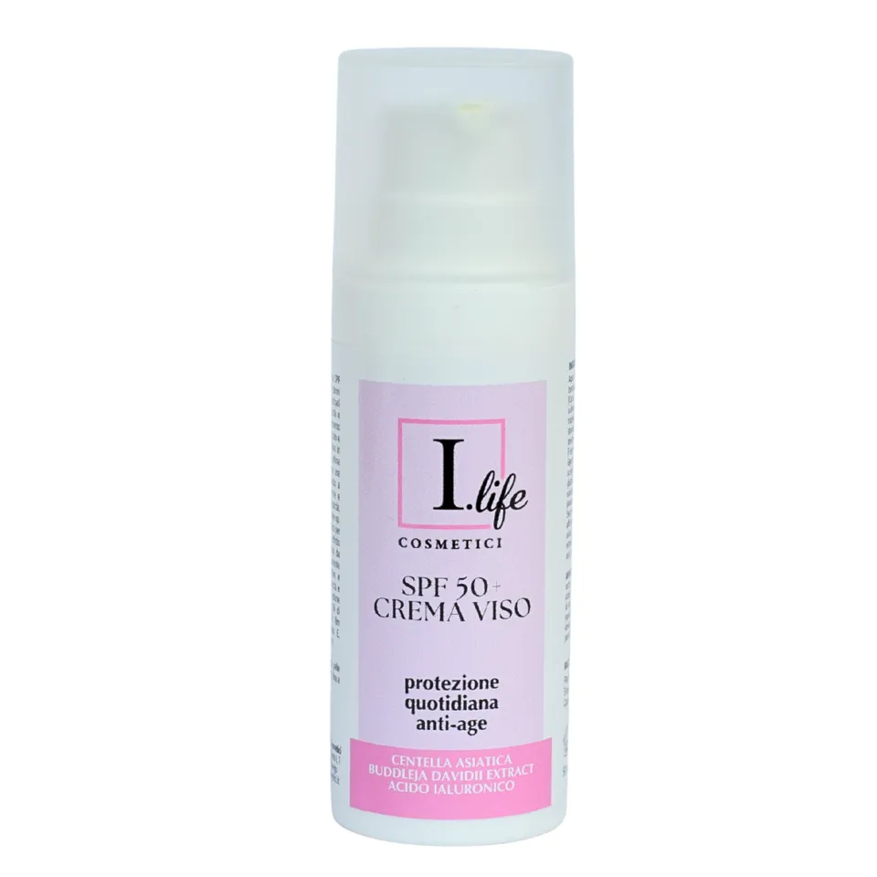 I Life Crema Viso SPF 50+ Antiage Acido Ialuronico