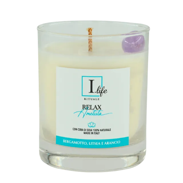 I Life Relax Ametista Candela Vaso 170g Bergamotto