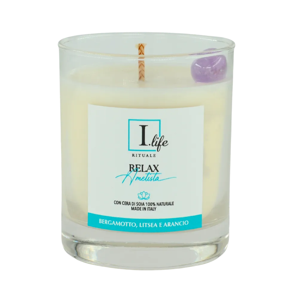 I Life Relax Ametista Candela Vaso 170g Bergamotto