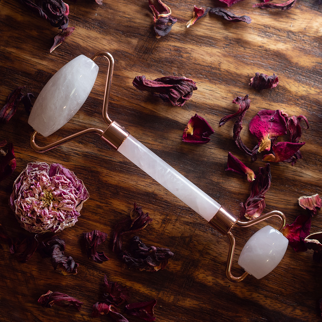 Oleiq roller viso quarzo rosa massaggiatore pietra