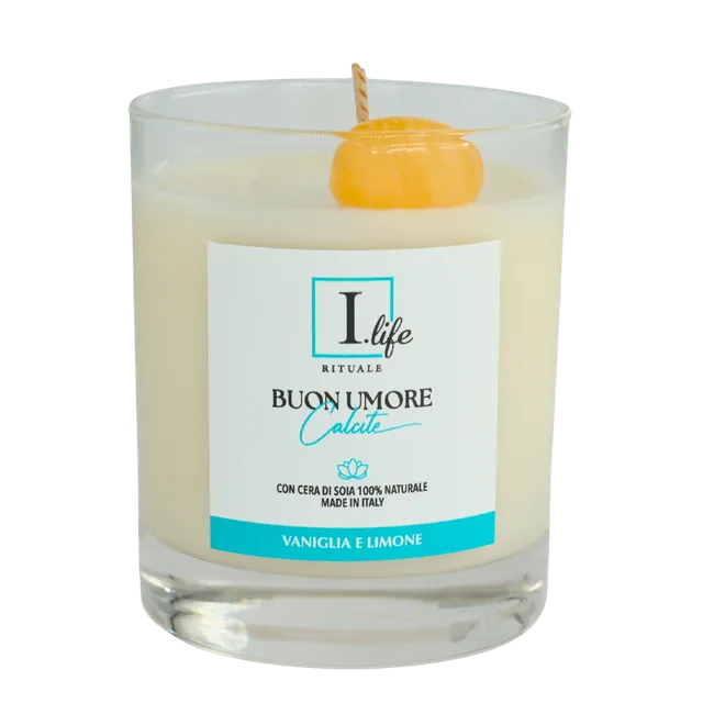 I Life Buon Umore Candela Vaso Vetro 170 g Vaniglia Limone