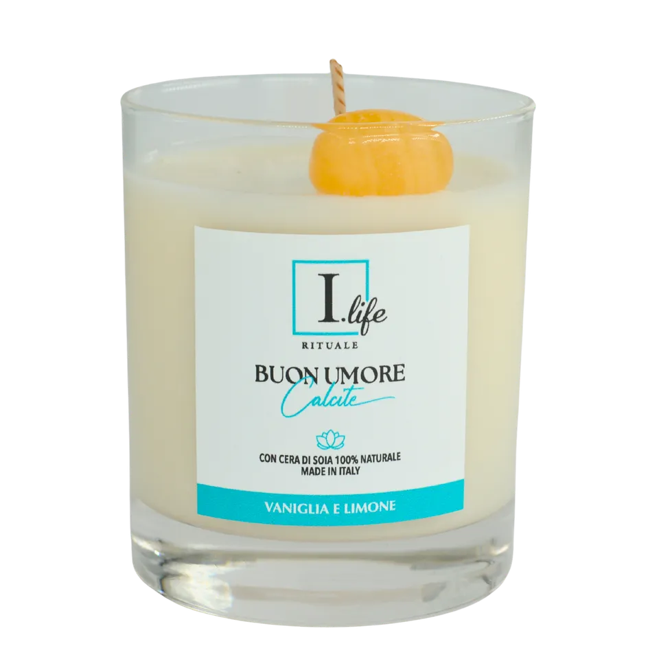 I Life Buon Umore Candela Vaso Vetro 170 g Vaniglia Limone