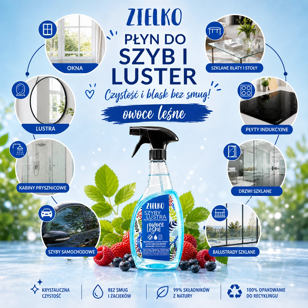 Zielko spray detergente vetri e specchi frutti di bosco