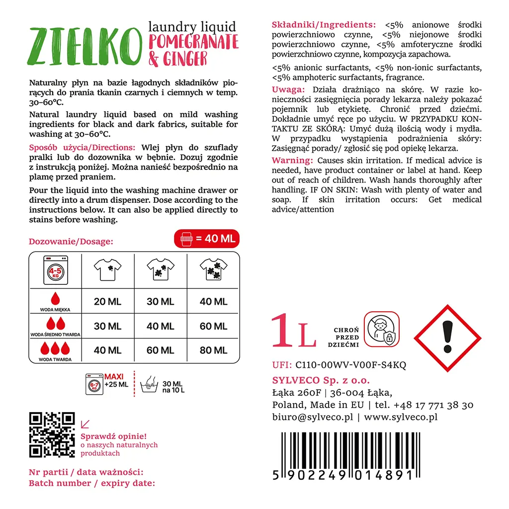 Vianek Zielko Detersivo Bucato Neri 1L Melograno