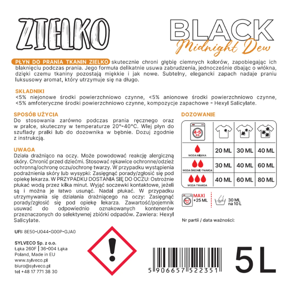 Zielko Midnight Dew detersivo bucato neri e scuri 5L