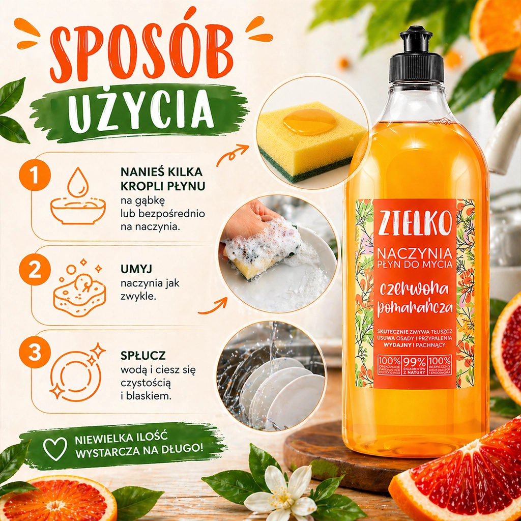 Zielko Detersivo Piatti Arancia Rossa 1 l Delicato