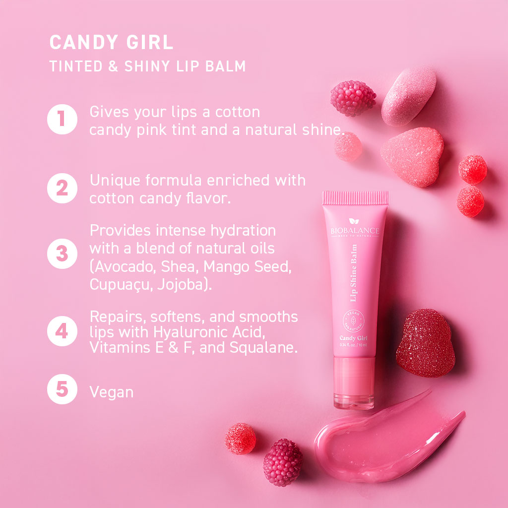Biobalance Lip Shine Balm Candy Girl balsamo labbra 10 ml idratante