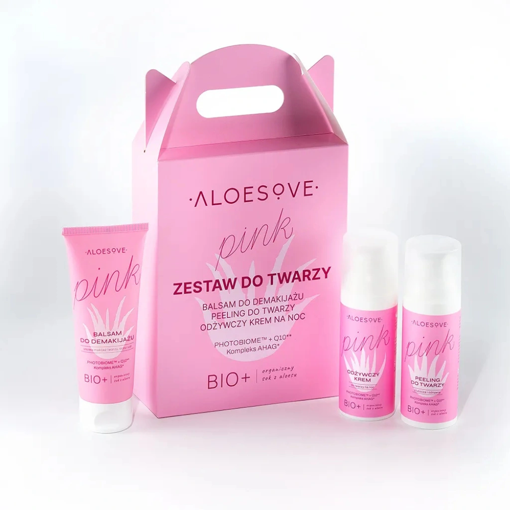 Aloesove Pink set viso notte aloe balsamo peeling crema