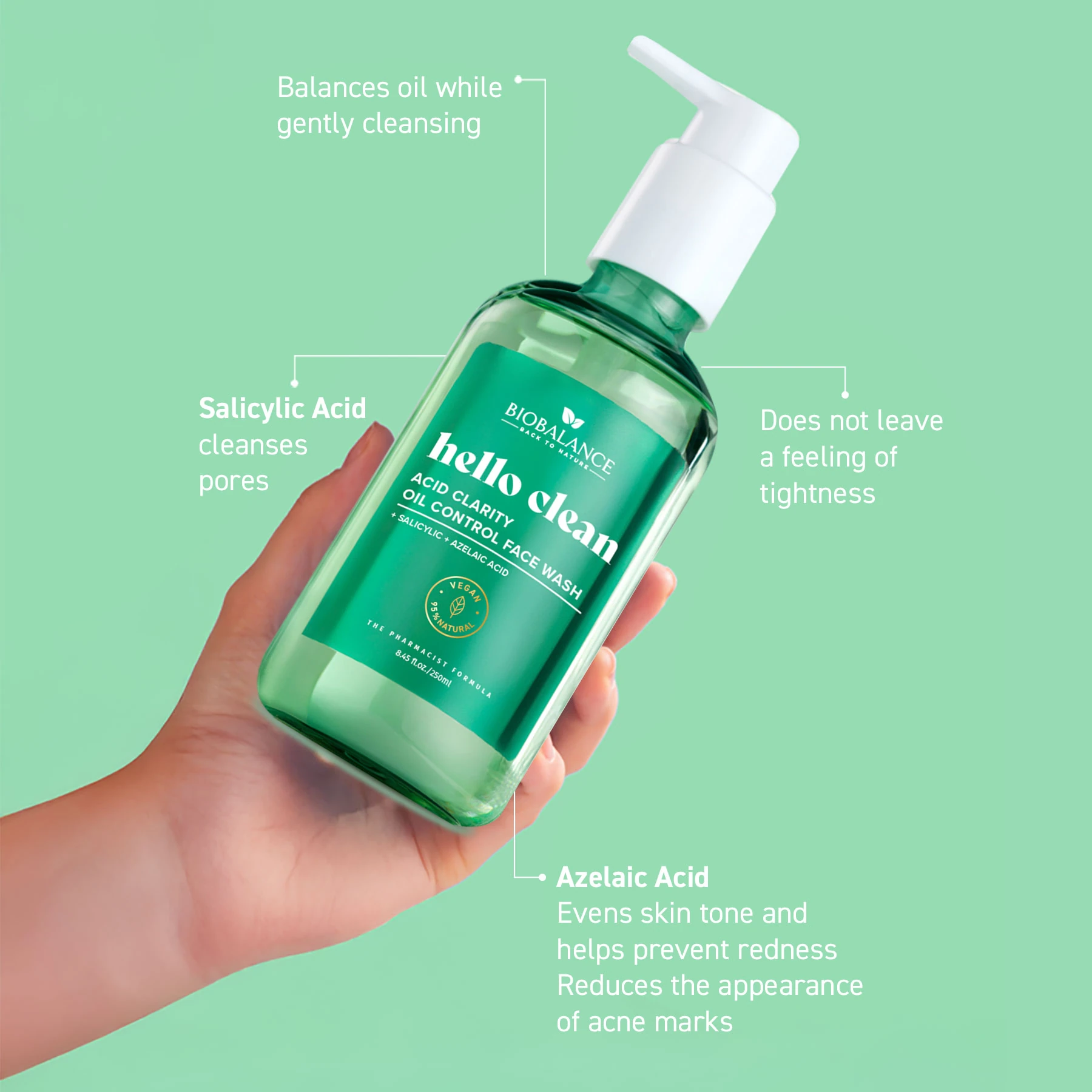 Biobalance Hello Clean Detergente Viso 250 ml pelli grasse