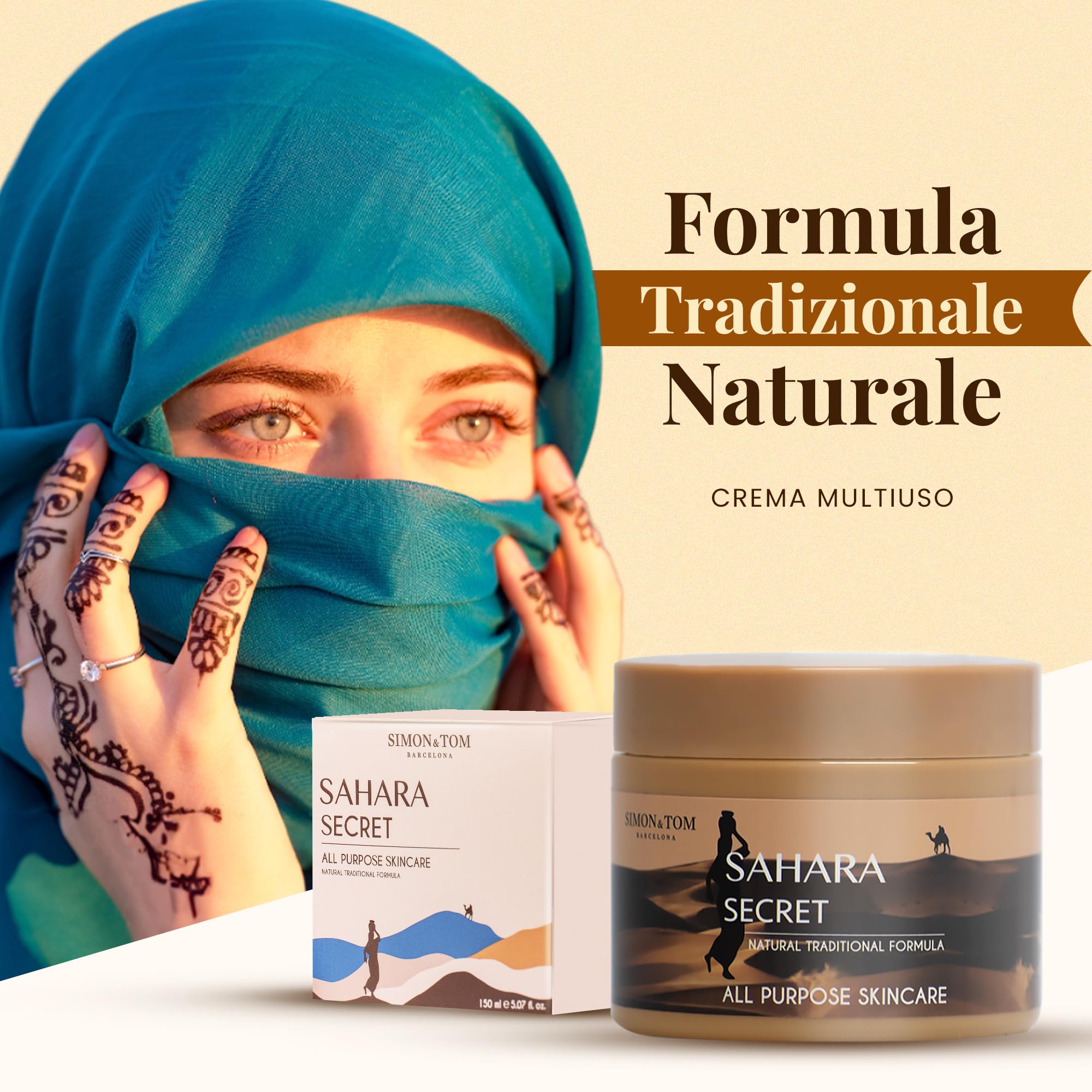 Simon & Tom Sahara Secret Crema Viso Corpo 150 ml Lenitiva