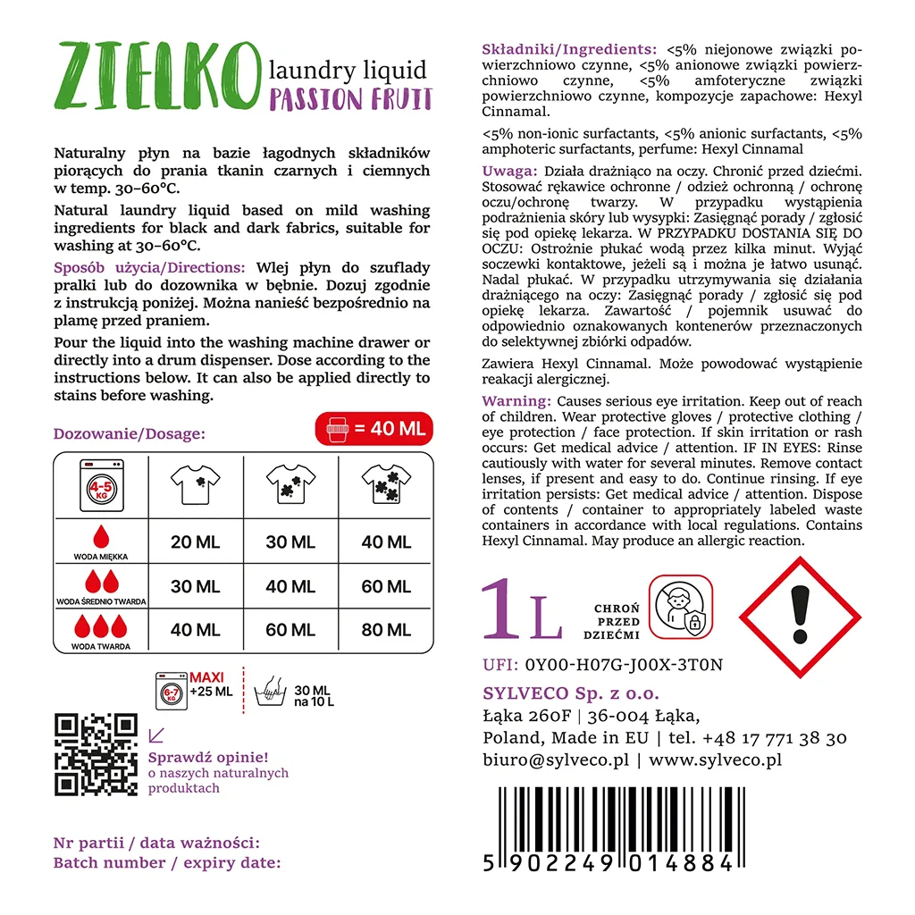 Zielko Detersivo Bucato Colorati 1 l Maracuja