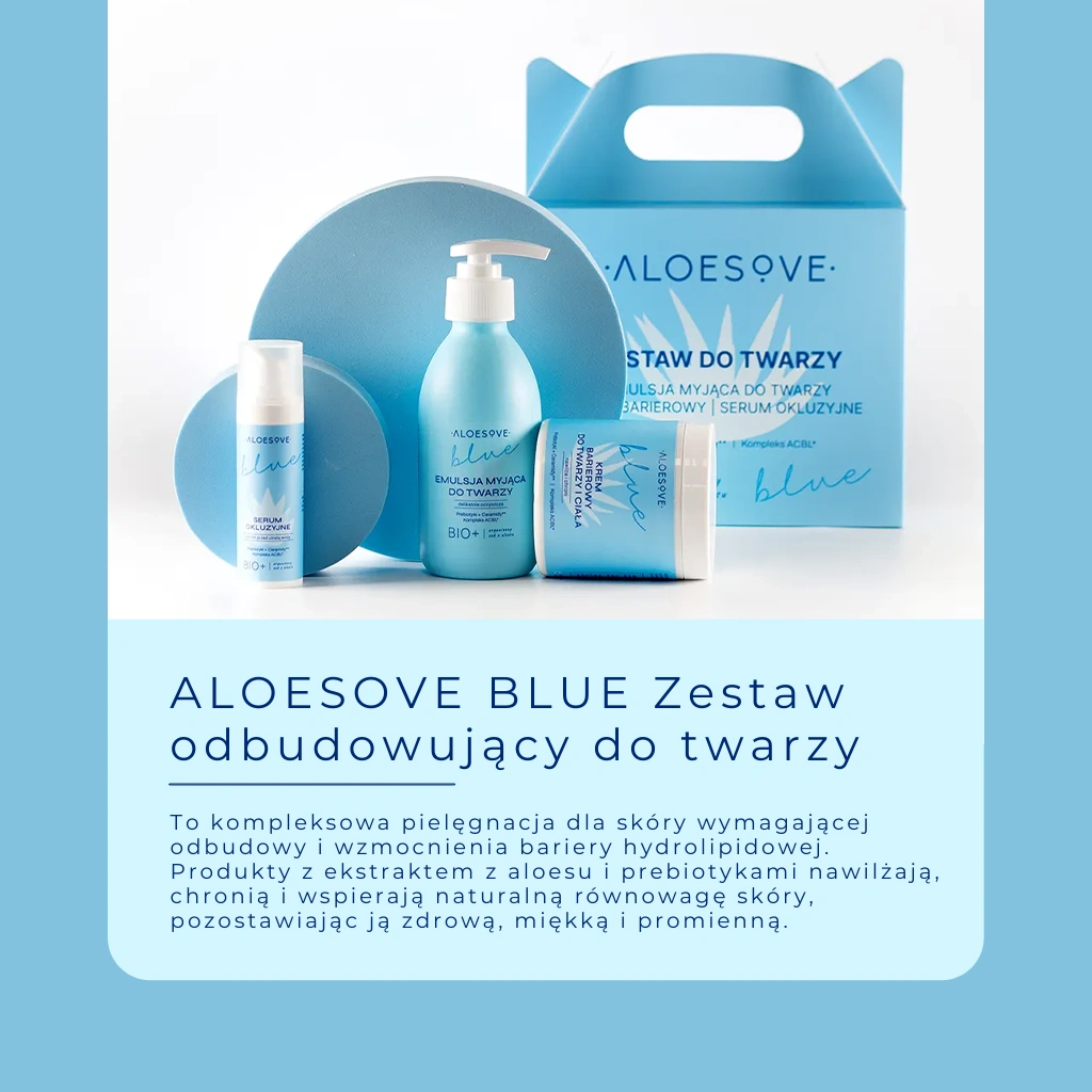 Aloesove Blue set viso ricostituente barriera idrolipidica 3 pezzi