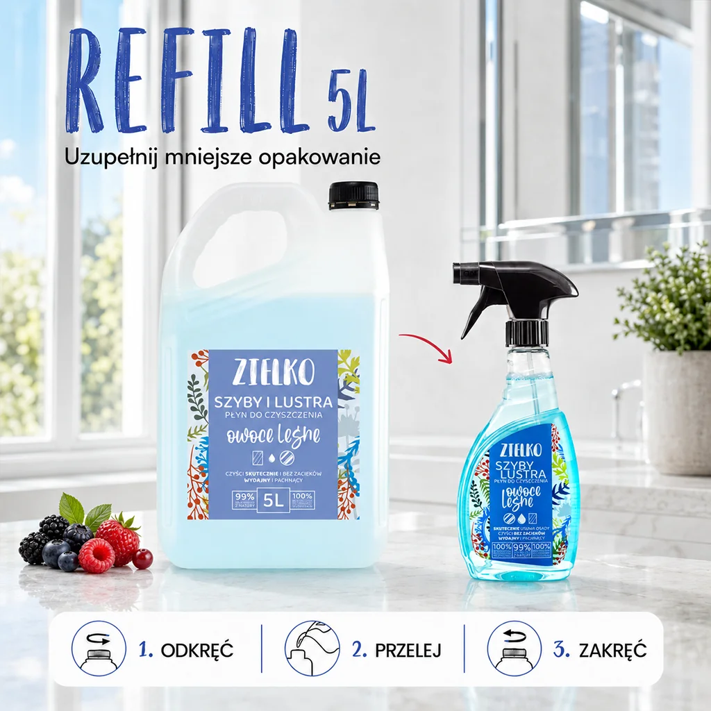 Zielko detergente vetri e specchi frutti di bosco 5l senza aloni