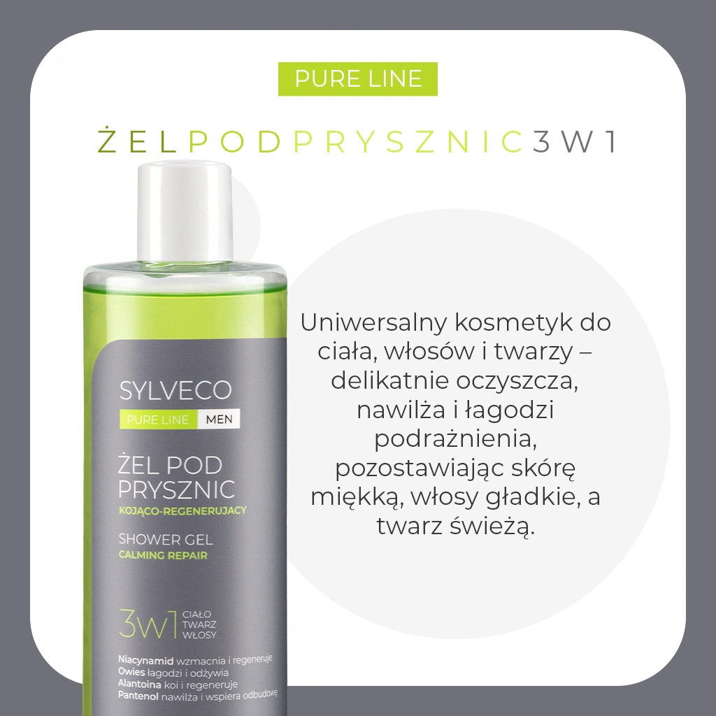 Vianek Sylveco Pure Line Men gel doccia 3in1 lenitivo