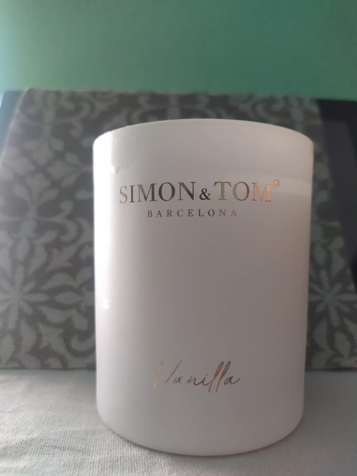 Simon & Tom Candela Profumata Vaniglia Cera Soia vaso bianco