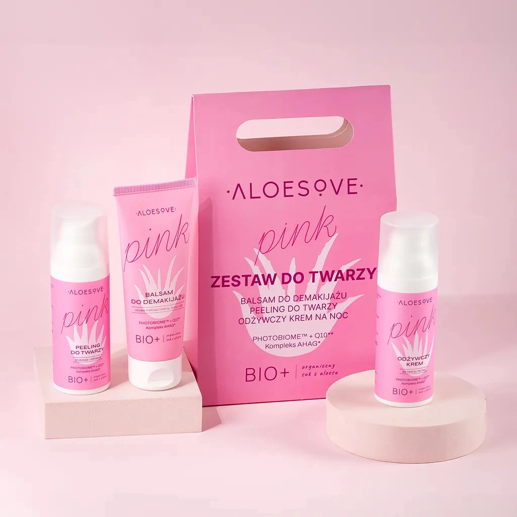 Aloesove Pink set viso notte aloe balsamo peeling crema