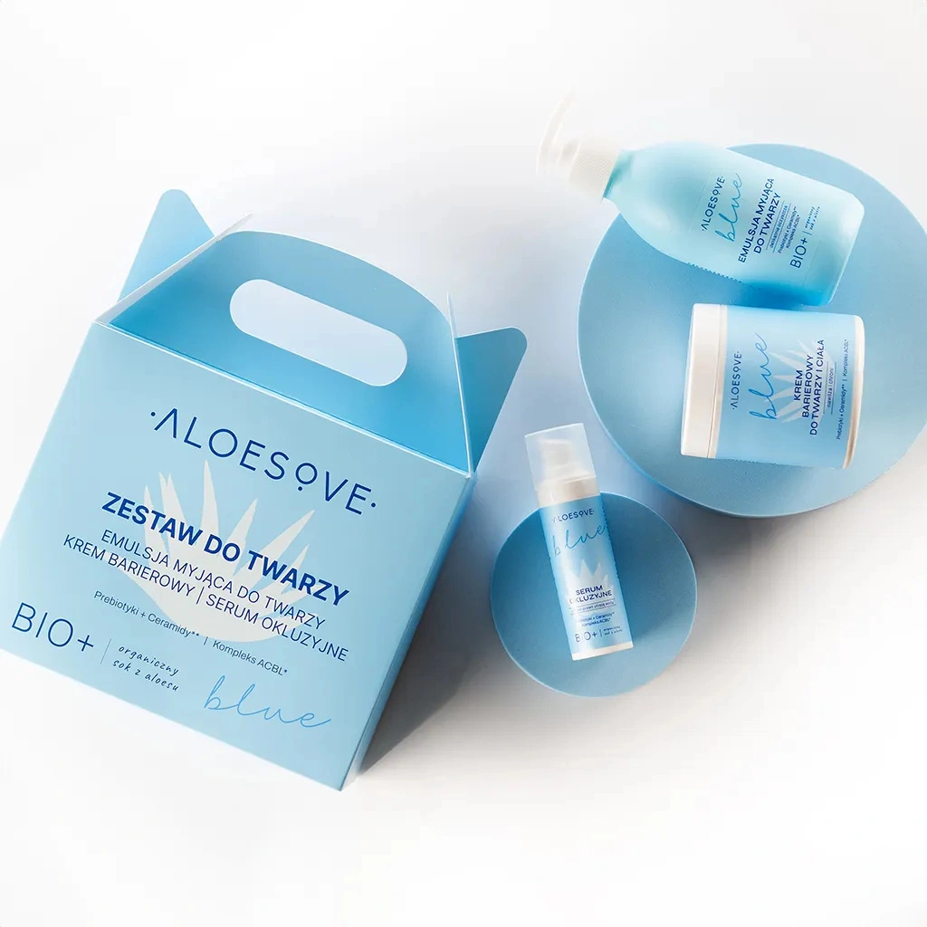 Aloesove Blue set viso ricostituente barriera idrolipidica 3 pezzi