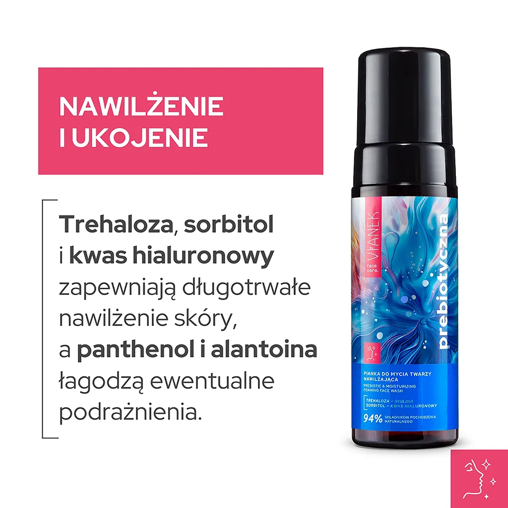 Vianek Prebiotico schiuma viso idratante delicata