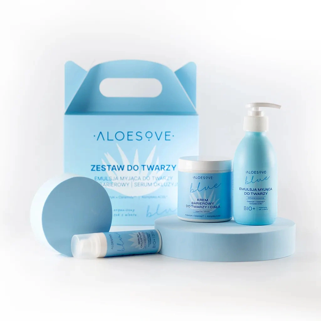Aloesove Blue set viso ricostituente barriera idrolipidica 3 pezzi