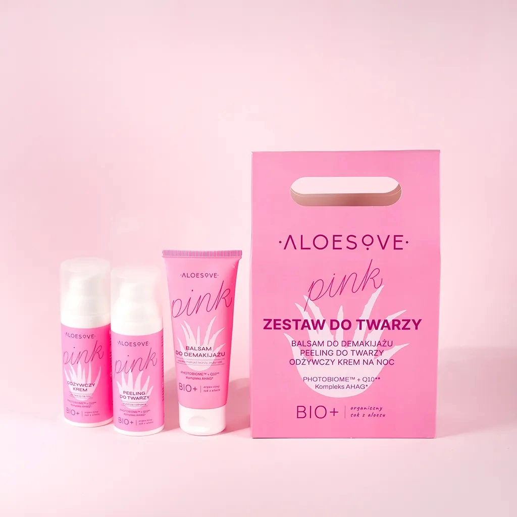 Aloesove Pink set viso notte aloe balsamo peeling crema