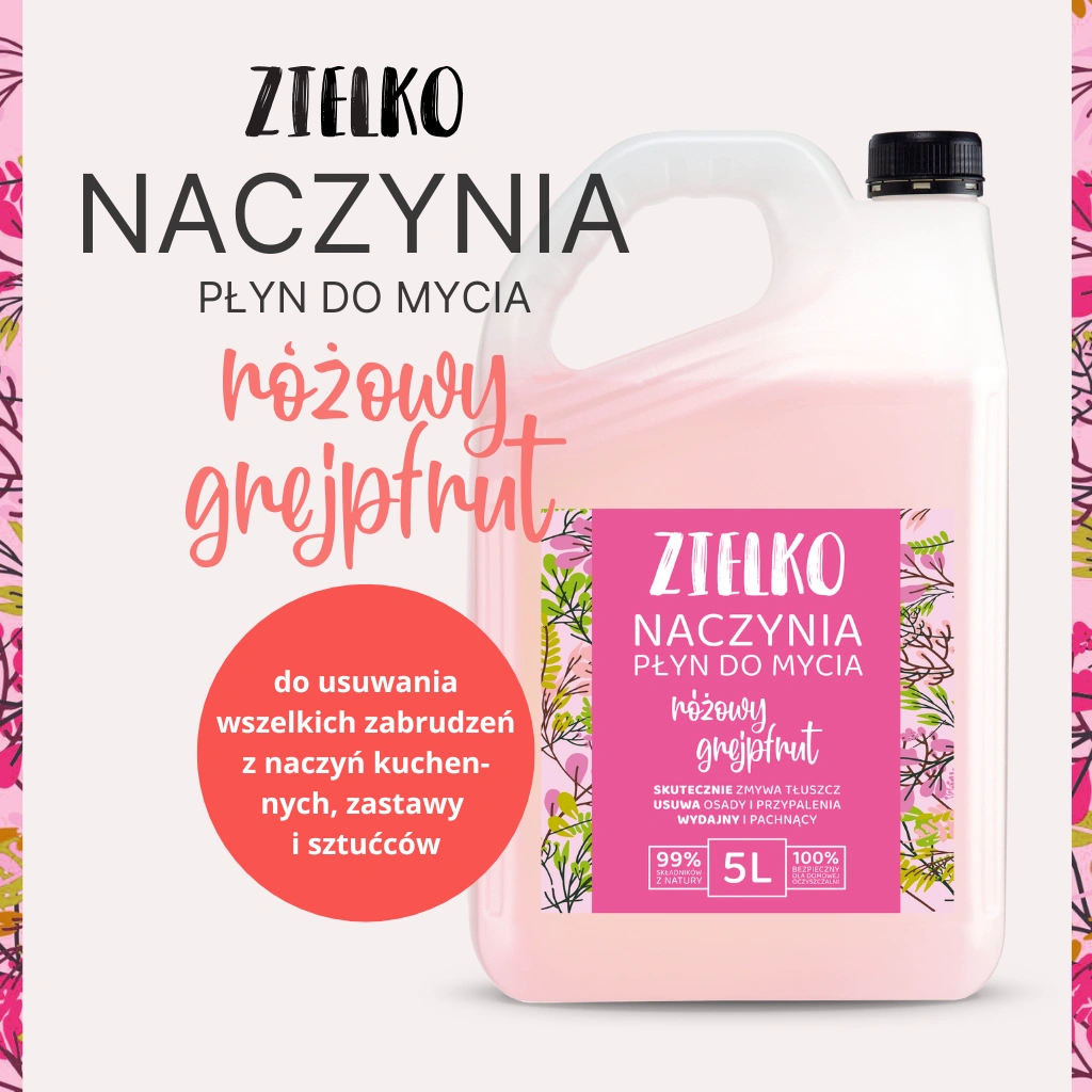 Zielko detersivo piatti pompelmo rosa 5L ecologico