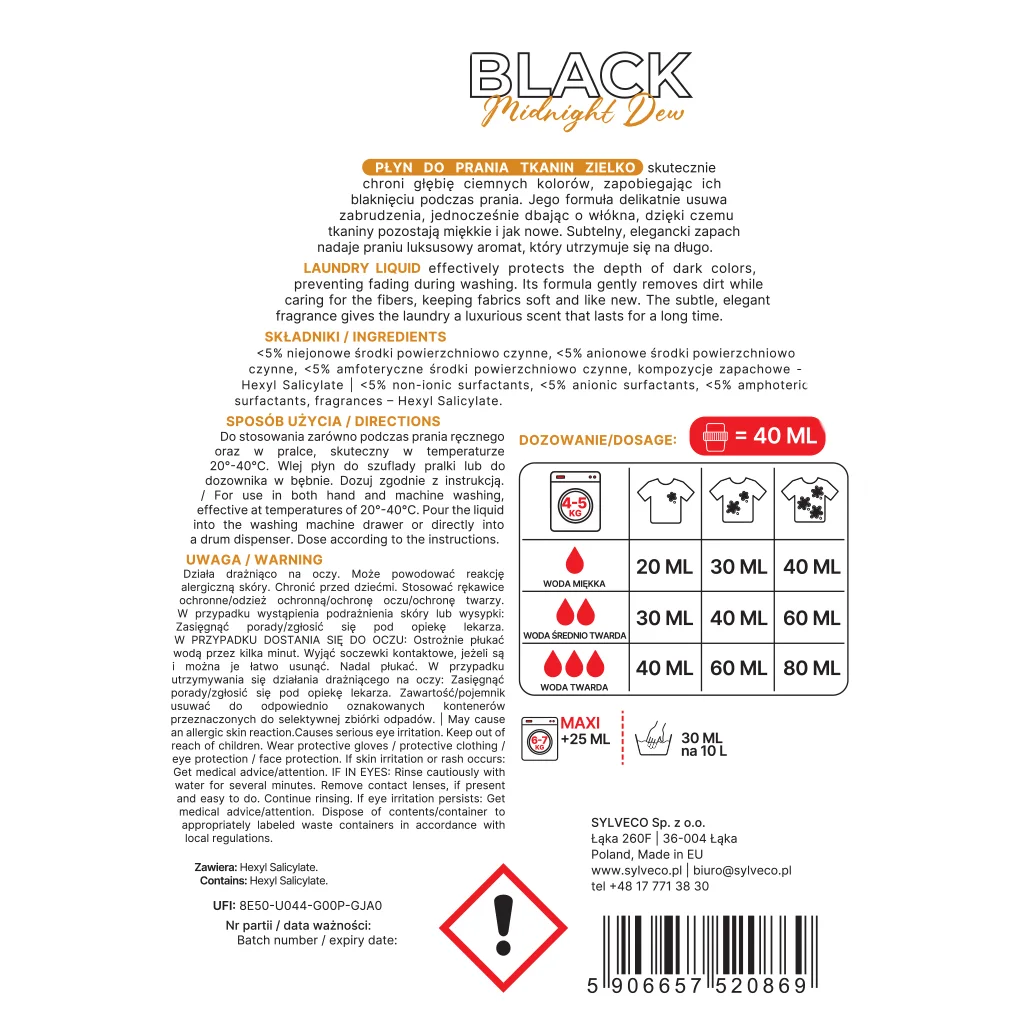 Zielko Midnight Dew detersivo bucato neri e scuri proteggi colore
