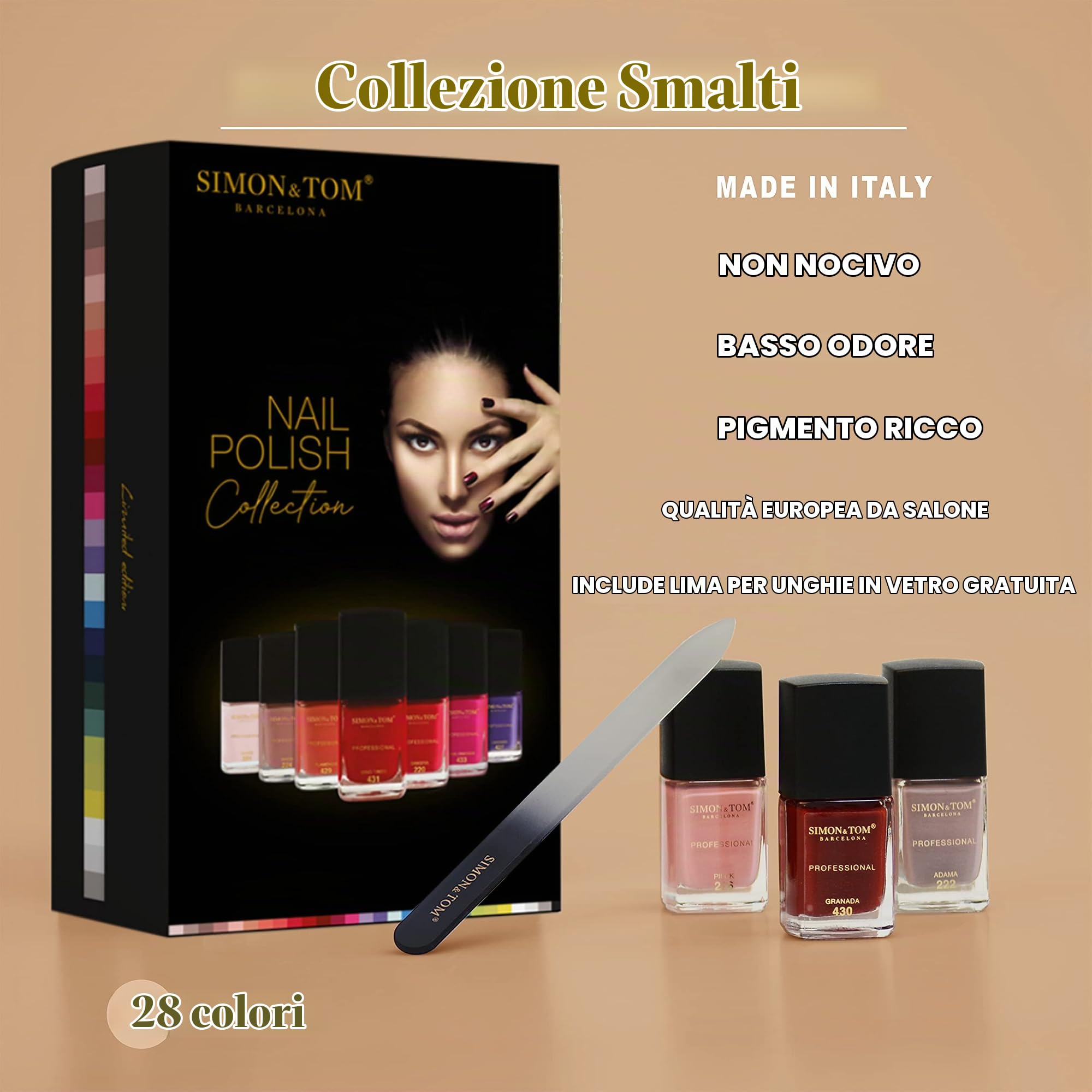 Simon & Tom Set 28 Smalti Unghie 12 ml colori assortiti