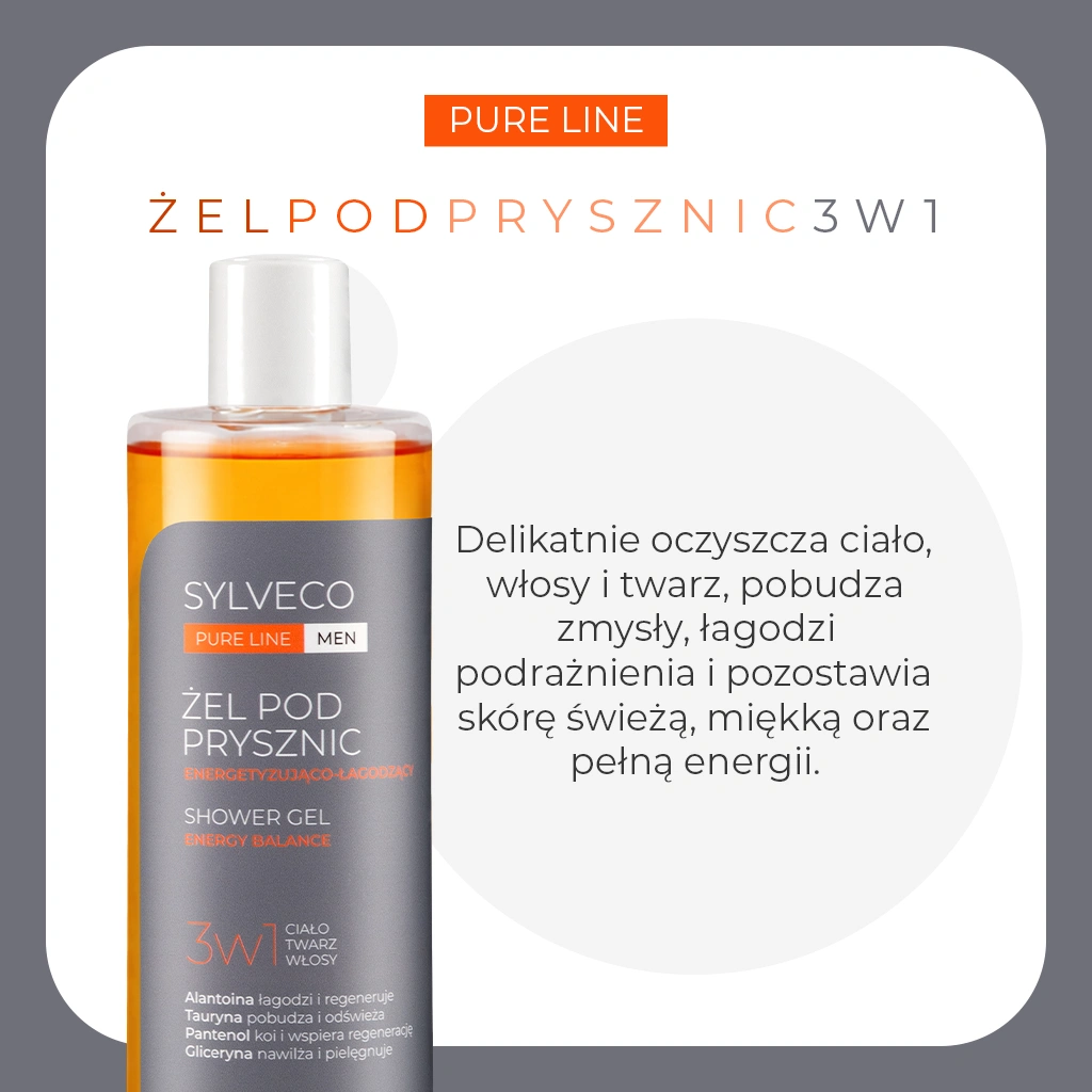 Sylveco Pure Line Men docciaschiuma 3in1 energizzante
