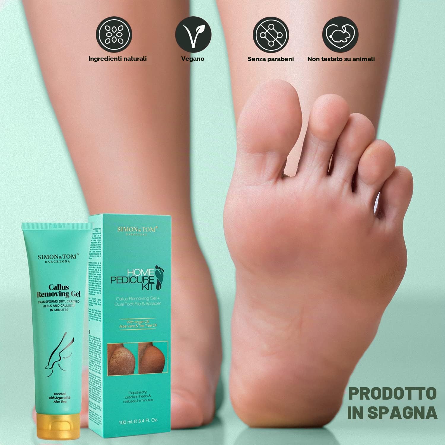 Simon & Tom Kit Pedicure Gel Calli 100 ml con limetta